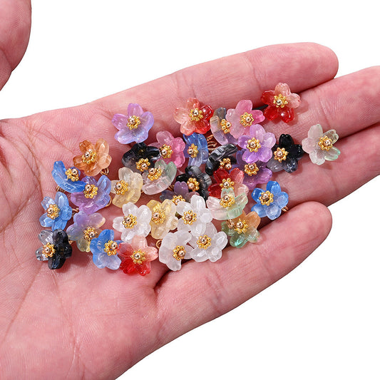 Gradient Glass Flower Charms