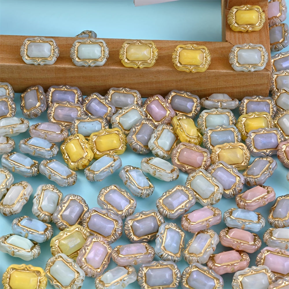 Fine Glitter Rectangle Acrylic Beads