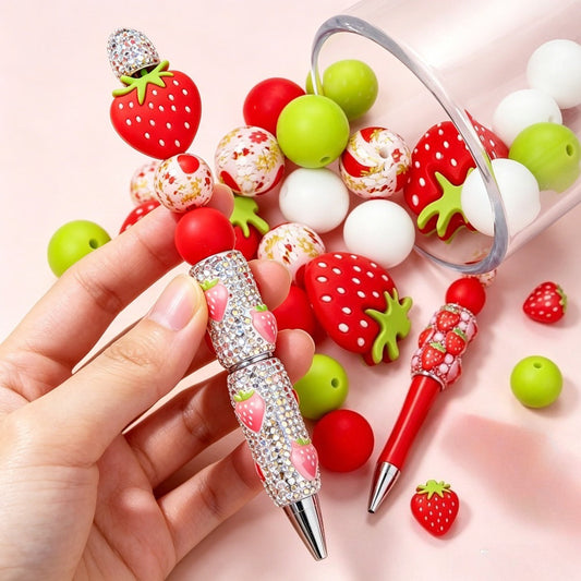 Strawberry Silicone Bead Pen Set