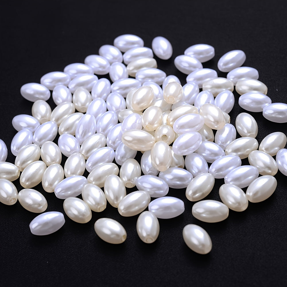 100PCS 6×10mm White Acrylic Bead Set