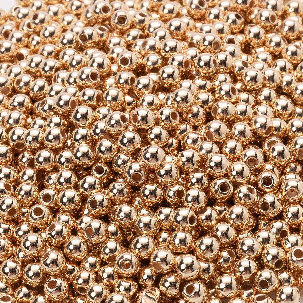 300pcs 3mm Golden Silvery Acrylic Round Spacer Beads