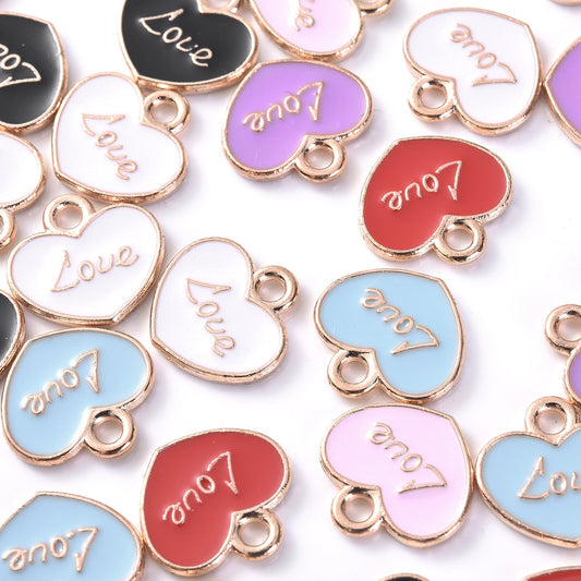 Love Letter Heart Enamel Charms