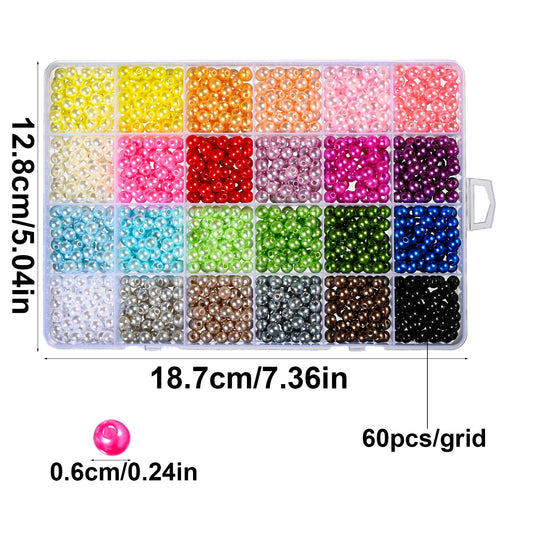 6 mm Colorful Acrylic Imitation Pearl Bead Set
