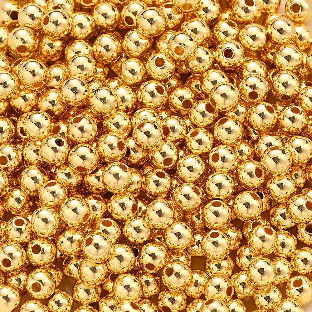 1BOX 1200PCS Multi-Size CCB Gold Round Bead Set