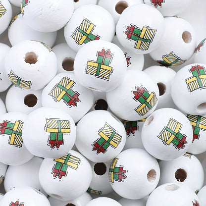 Christmas Wooden Pattern Beads