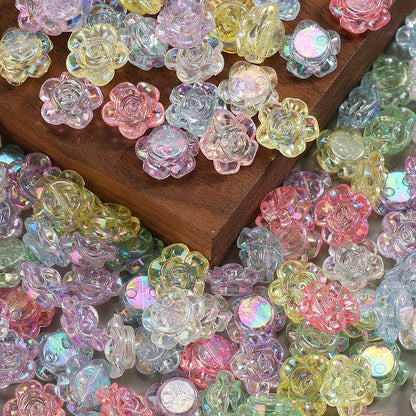 Clear Sparkling Rose Acrylic Beads
