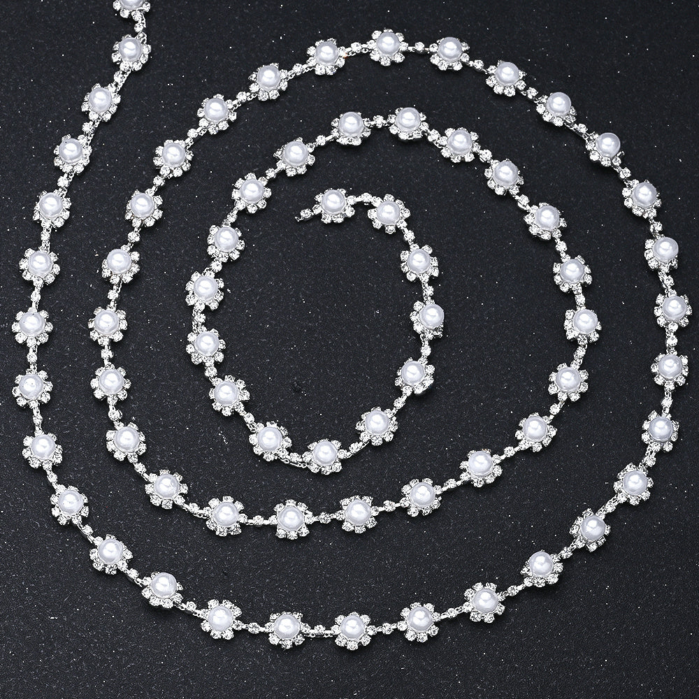 17.7 Inch Imitation Pearl & Rhinestone Bead Chain