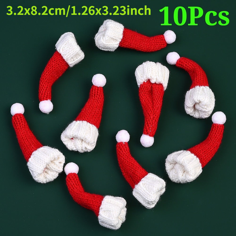 10PCS Mini Christmas Hat & Scarf Bottle Decoration Set