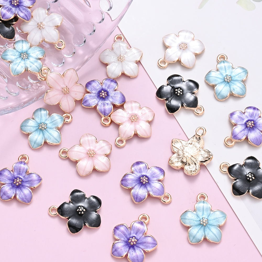 Enamel Hibiscus Flower Charms