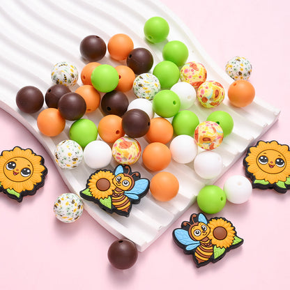 Sun Bee Sunflower Silicone Beads Set