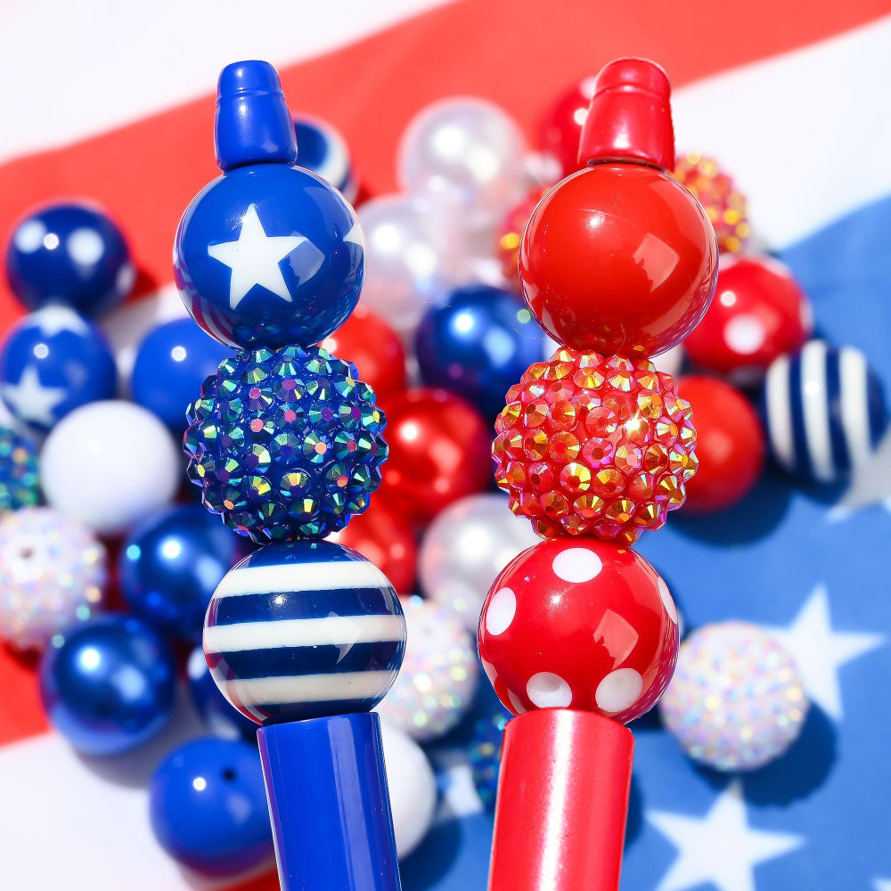 Patriotic Red White and Blue Acrylic Spacer Beads
