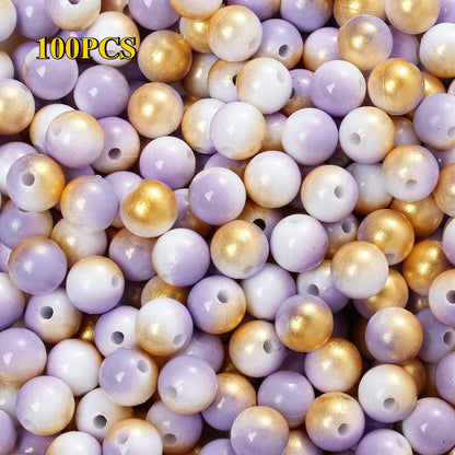 100/200pcs 6/8mm Fashion Gradient Acrylic Beads