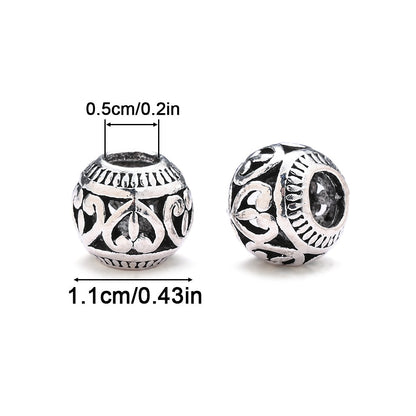 Retro Hollow Zinc Alloy Large Hole Spacer Beads