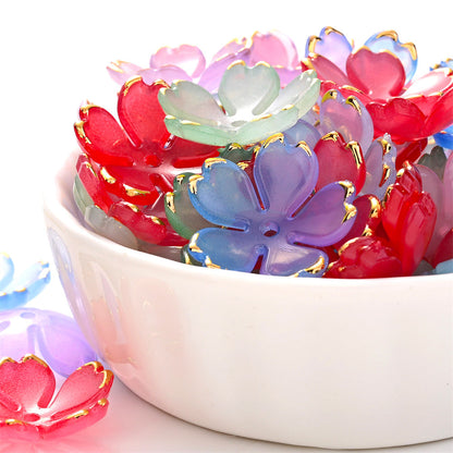 200PCS 19mm Colorful Five-Petal Flower Acrylic Beads