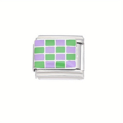 Checkerboard Stainless Steel Charm Module