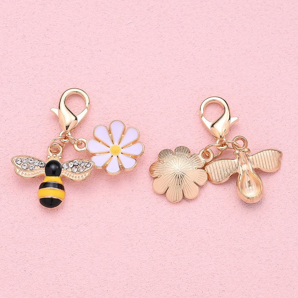 Rhinestone Bee Sunflower Keychains