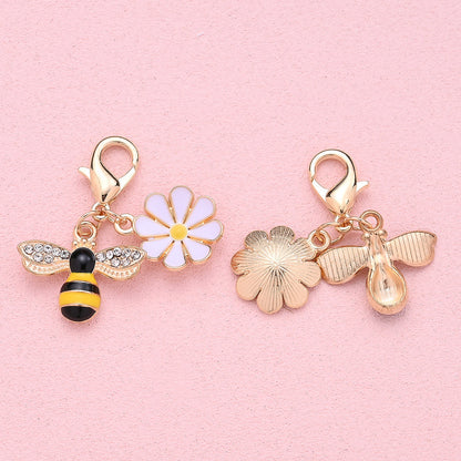 Rhinestone Bee Sunflower Keychains