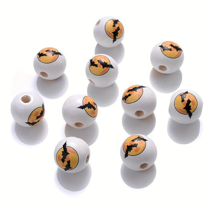 Halloween Bat Pumpkin Witch Hat Wooden Spacer Beads