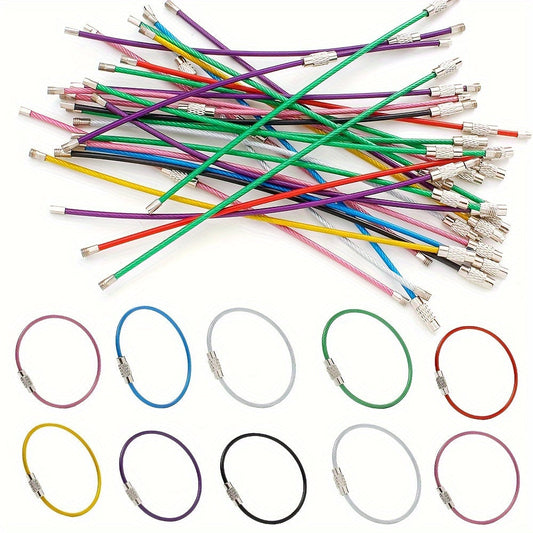 10PCS Multicolor Stainless Steel Wire Keychain Set