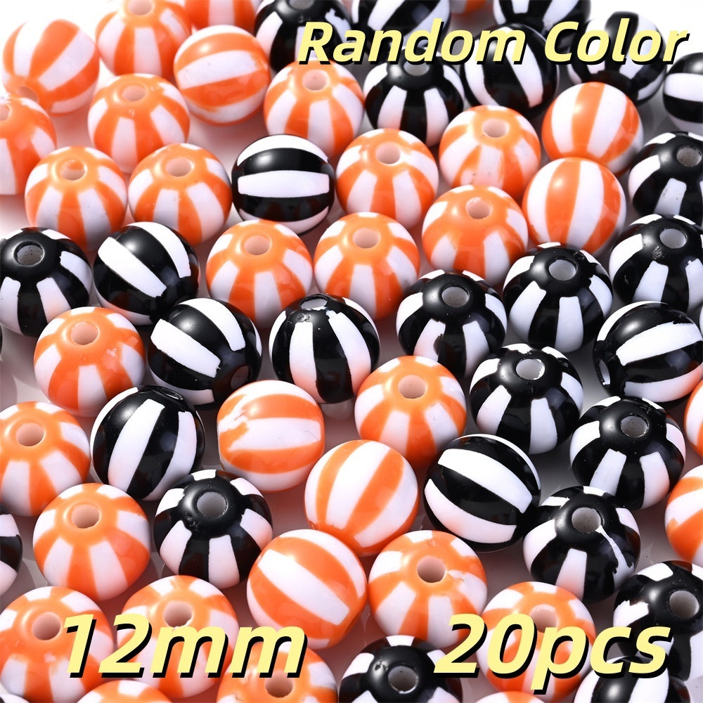 20pcs 12/16mm Acrylic Striped Halloween Beads