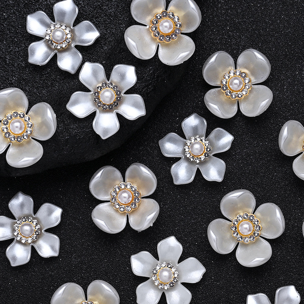 White Acrylic Petal Patch Beads