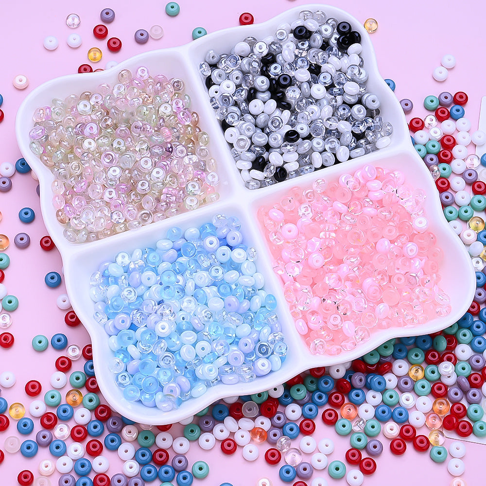 Vibrant Flat Round Glass Spacer Beads