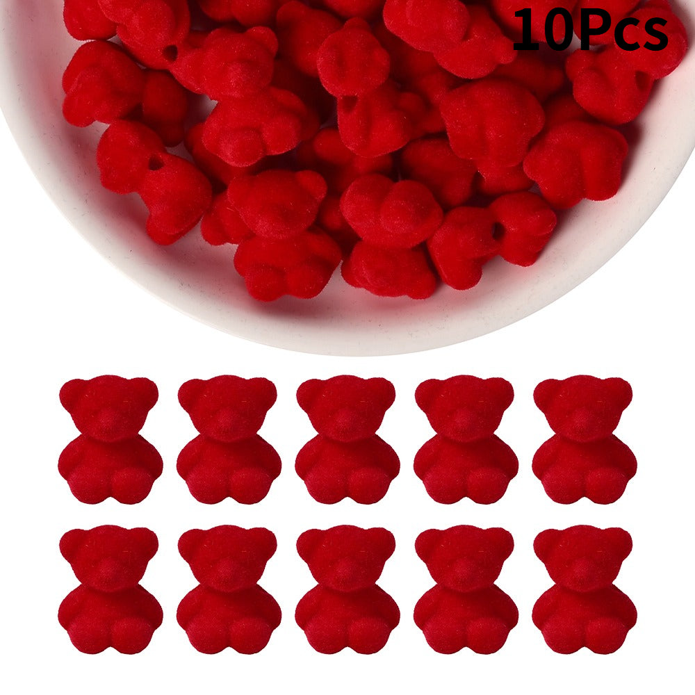 Flocked Bear Resin Beads