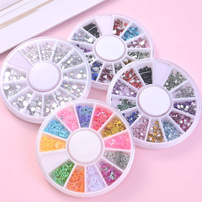 1BOX 12-Grid Transparent AB Rhinestone Sequin Set