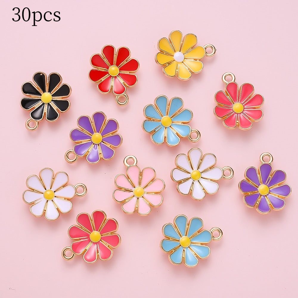 Color Block Daisy Enamel Charms