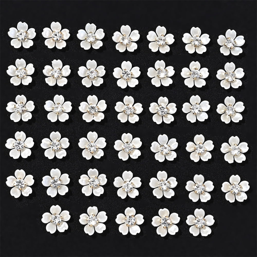 White Rhinestone Five-Petal Flower Patches