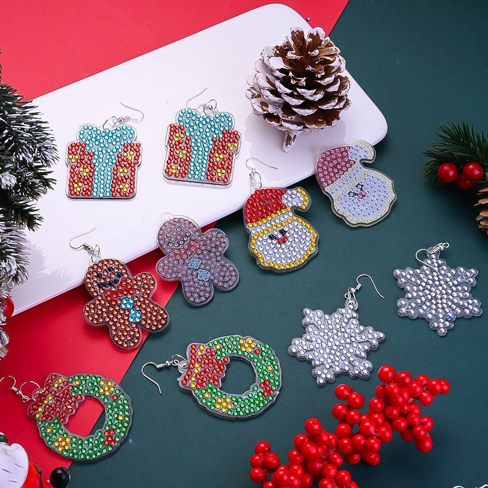 Acrylic Christmas Diamond Painting Earrings Set