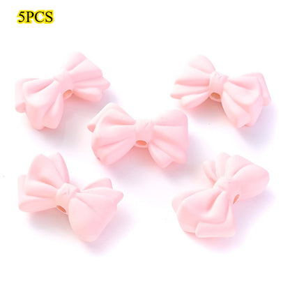 5pcs Acrylic Frosted Bow Tie Beads