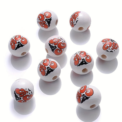 Halloween Bat Pumpkin Witch Hat Wooden Spacer Beads