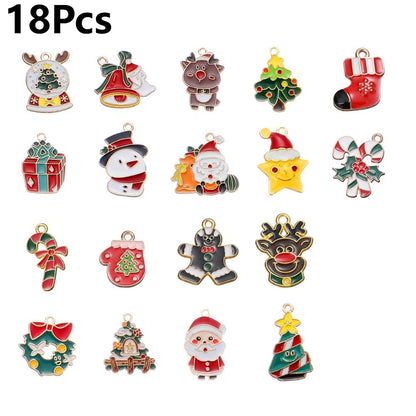 10/18PCS 13–29mm Christmas Alloy Pendant Set
