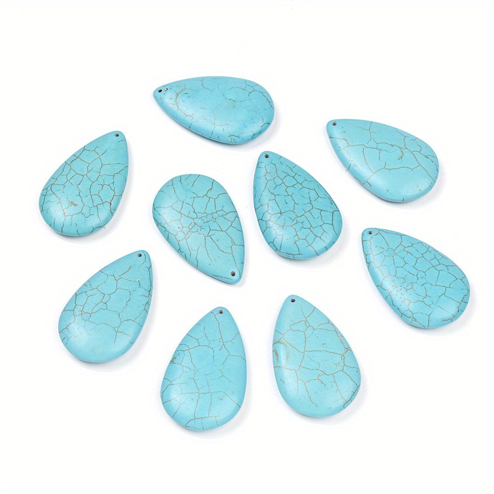 5pcs 30x50mm Big Size Waterdrop Shape Stone Charms Beads Blue Turquoise