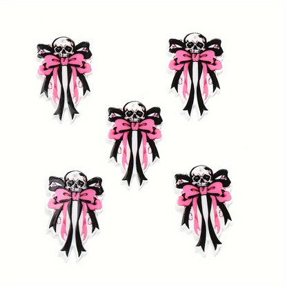Pink Black Bow Acrylic Spacer Beads