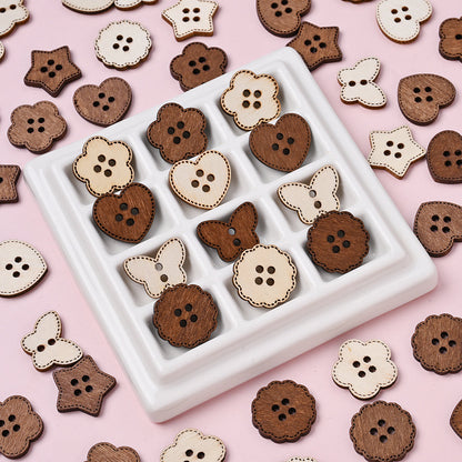 Mixed Wooden Button Decorative Beads