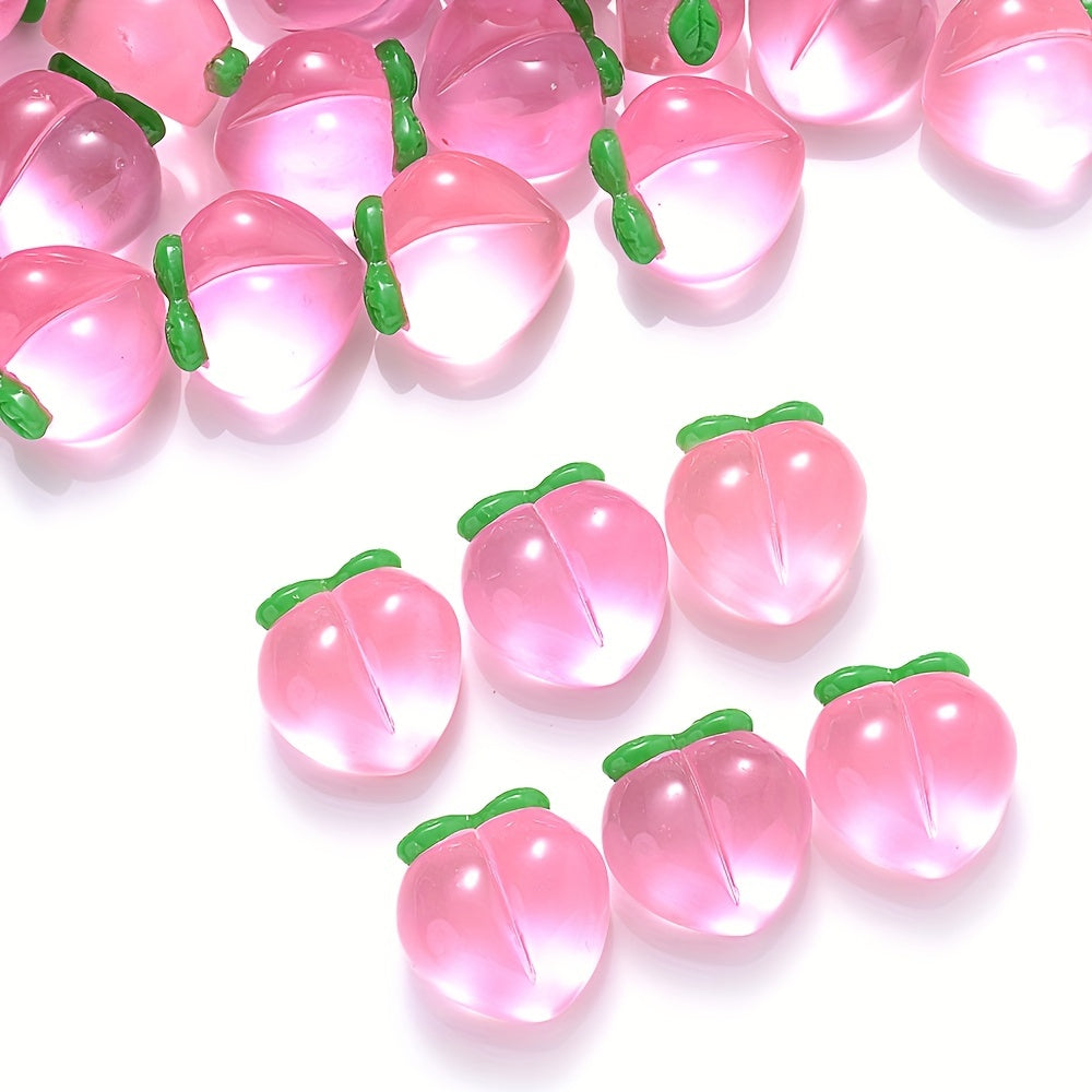 10PCS 17×16mm Pink Transparent Peach Resin Bead Set