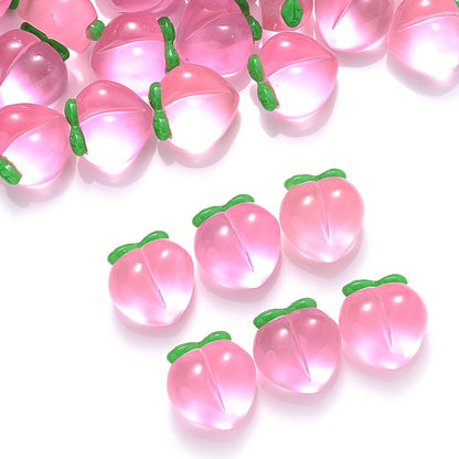 10PCS 17×16mm Pink Transparent Peach Resin Bead Set