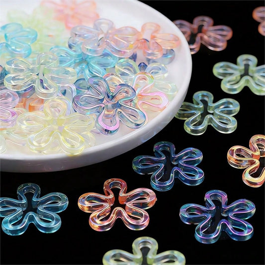10-Piece 43 mm UV Gradient Plum Blossom Acrylic Beads