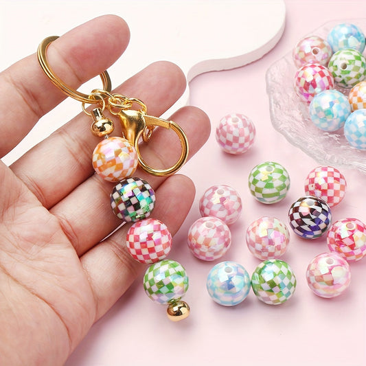 AB Checkered Acrylic Spacer Beads