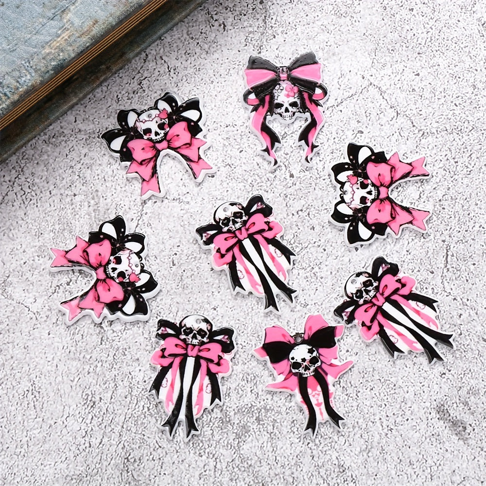 Pink Black Bow Acrylic Spacer Beads