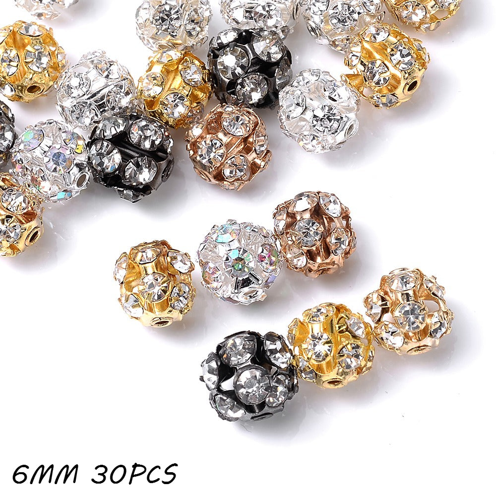 Mixed Color Alloy Rhinestone Round Spacer Beads