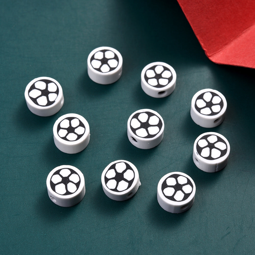 50-Piece 10 mm Mixed Sports Ball Soft Clay Beads