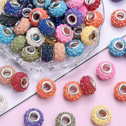 Colorful Flower Acrylic Large Hole Spacer Beads