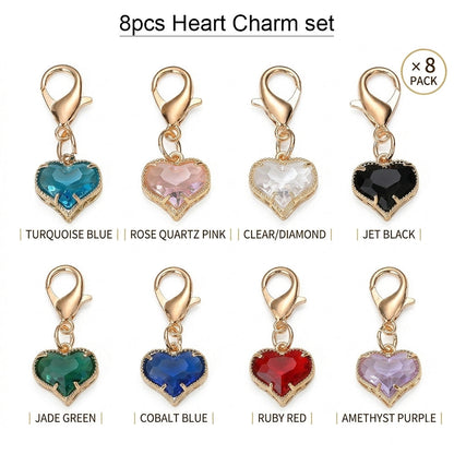 Colorful Crystal Heart Pendant Charms