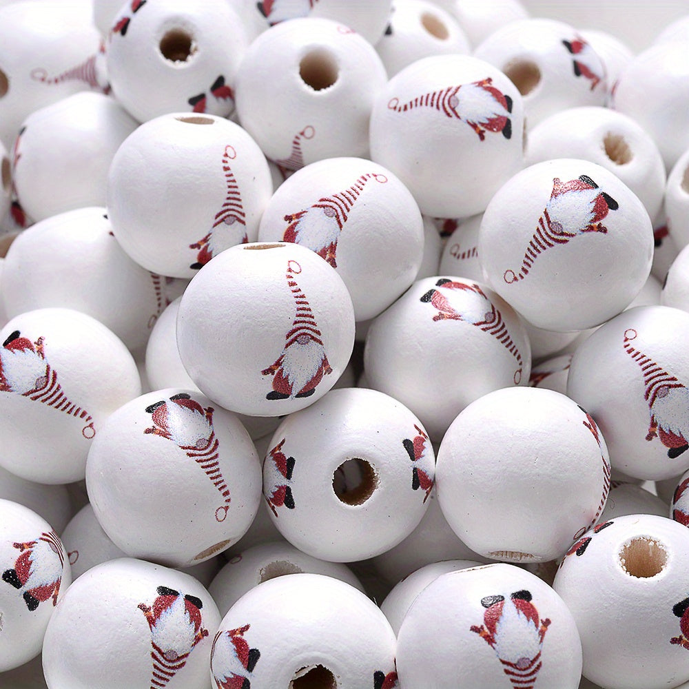 Christmas Wooden Santa & Tree Beads