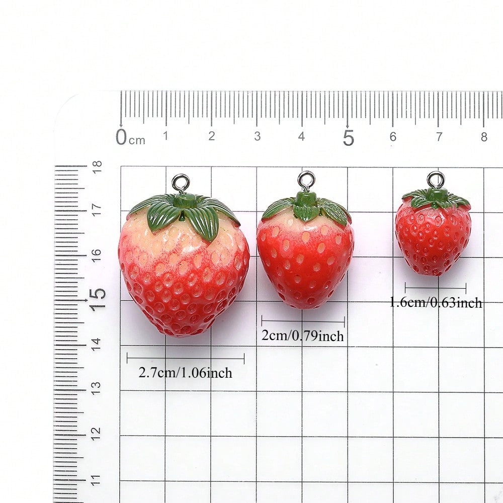 Red Strawberry Resin Charms