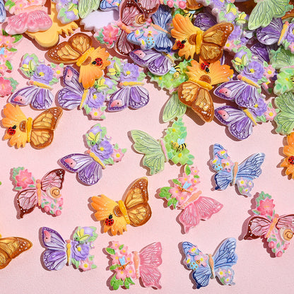 10PCS 22×26mm Colorful Butterfly Resin Flatback Embellishment Set