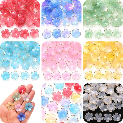 200PCS 19mm Colorful Five-Petal Flower Acrylic Beads